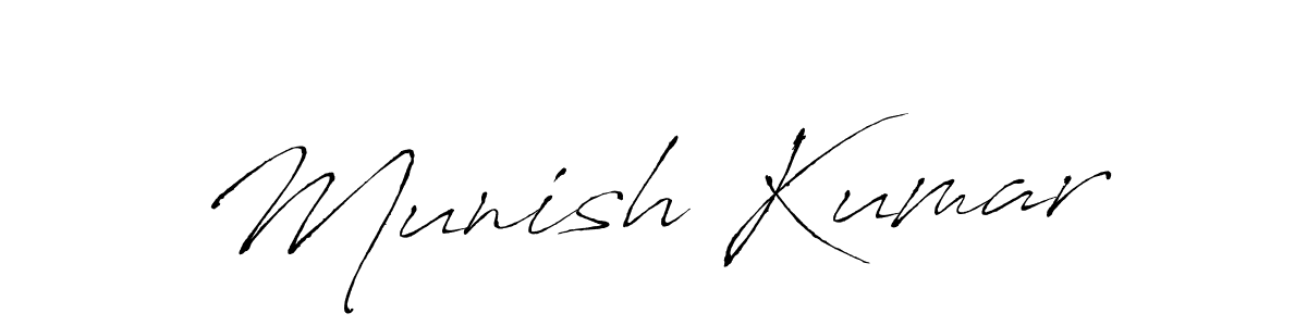 Design your own signature with our free online signature maker. With this signature software, you can create a handwritten (Antro_Vectra) signature for name Munish Kumar. Munish Kumar signature style 6 images and pictures png