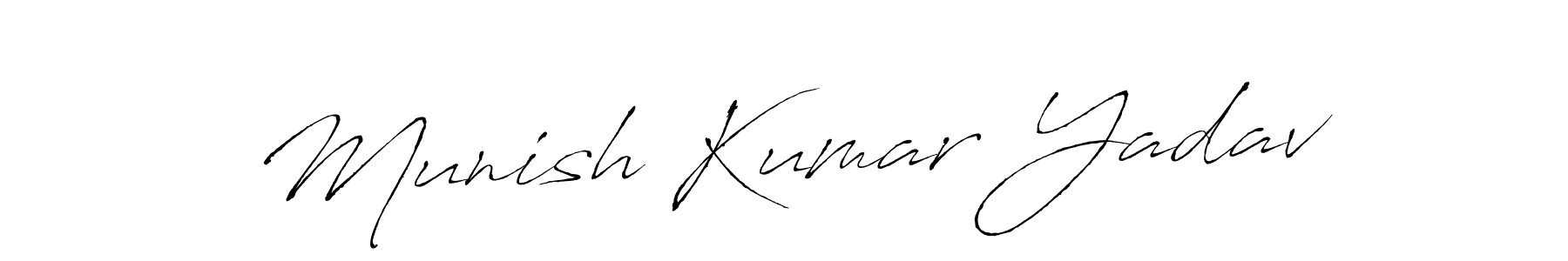 How to make Munish Kumar Yadav name signature. Use Antro_Vectra style for creating short signs online. This is the latest handwritten sign. Munish Kumar Yadav signature style 6 images and pictures png