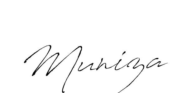 Use a signature maker to create a handwritten signature online. With this signature software, you can design (Antro_Vectra) your own signature for name Muniza. Muniza signature style 6 images and pictures png