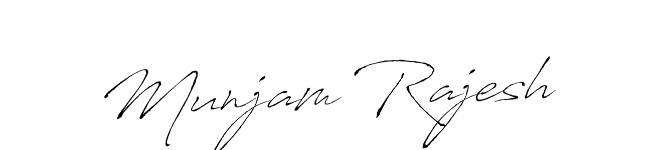 The best way (Antro_Vectra) to make a short signature is to pick only two or three words in your name. The name Munjam Rajesh include a total of six letters. For converting this name. Munjam Rajesh signature style 6 images and pictures png
