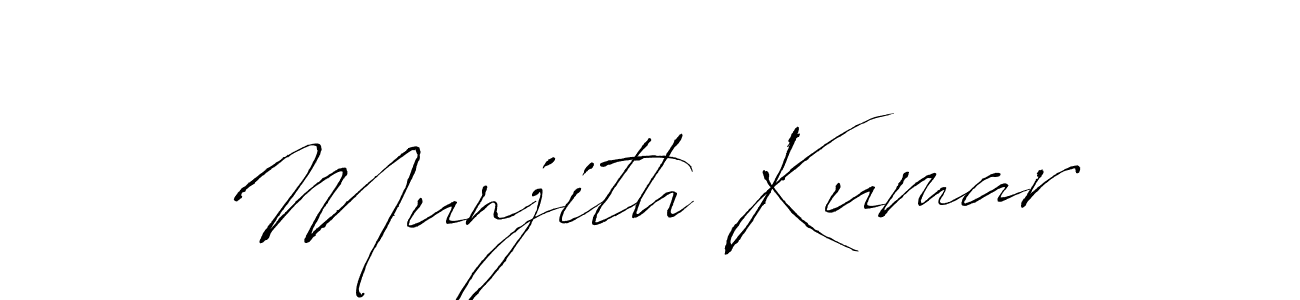 How to make Munjith Kumar name signature. Use Antro_Vectra style for creating short signs online. This is the latest handwritten sign. Munjith Kumar signature style 6 images and pictures png