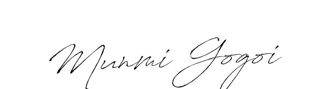 How to make Munmi Gogoi name signature. Use Antro_Vectra style for creating short signs online. This is the latest handwritten sign. Munmi Gogoi signature style 6 images and pictures png