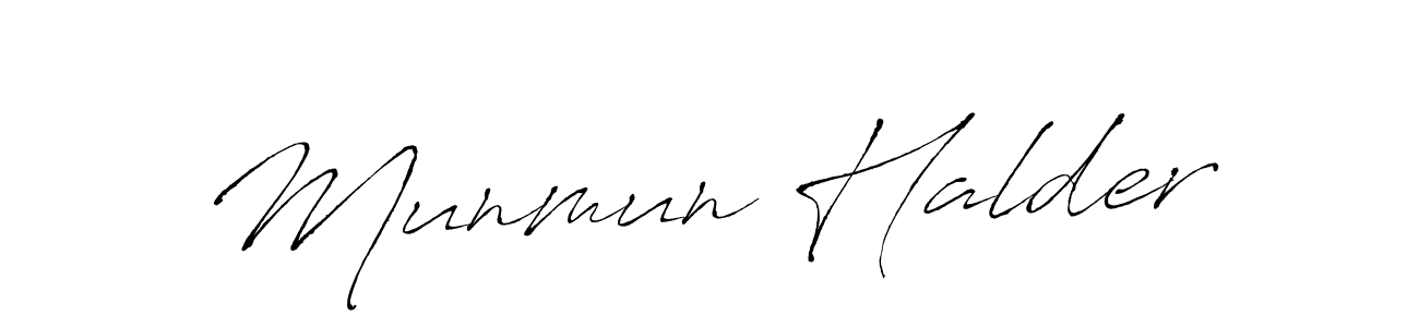 Munmun Halder stylish signature style. Best Handwritten Sign (Antro_Vectra) for my name. Handwritten Signature Collection Ideas for my name Munmun Halder. Munmun Halder signature style 6 images and pictures png