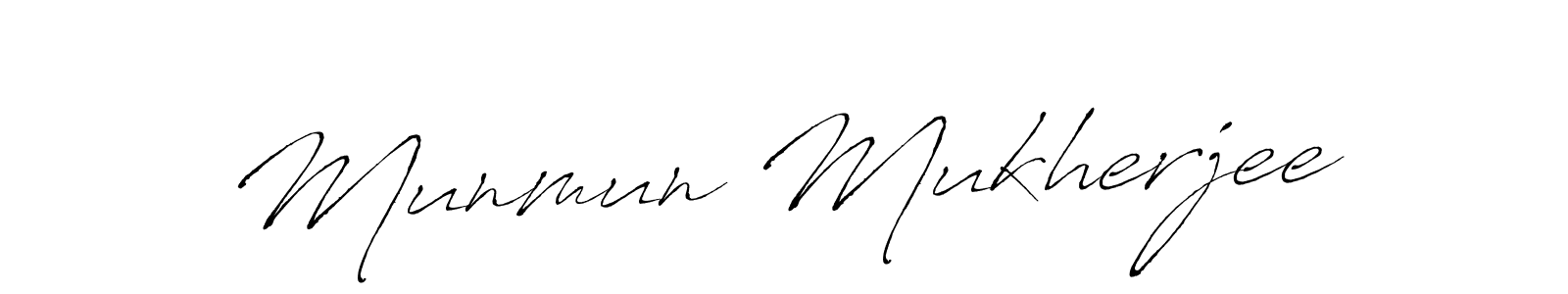 Make a beautiful signature design for name Munmun Mukherjee. With this signature (Antro_Vectra) style, you can create a handwritten signature for free. Munmun Mukherjee signature style 6 images and pictures png