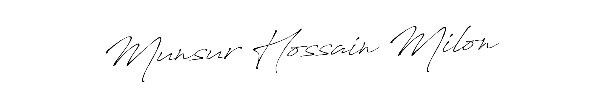 Make a beautiful signature design for name Munsur Hossain Milon. With this signature (Antro_Vectra) style, you can create a handwritten signature for free. Munsur Hossain Milon signature style 6 images and pictures png