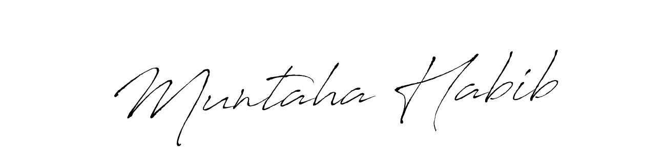 How to make Muntaha Habib name signature. Use Antro_Vectra style for creating short signs online. This is the latest handwritten sign. Muntaha Habib signature style 6 images and pictures png