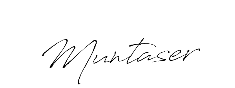 Make a beautiful signature design for name Muntaser. With this signature (Antro_Vectra) style, you can create a handwritten signature for free. Muntaser signature style 6 images and pictures png