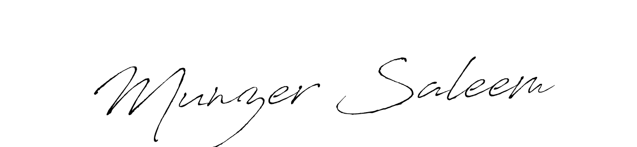 Make a beautiful signature design for name Munzer Saleem. With this signature (Antro_Vectra) style, you can create a handwritten signature for free. Munzer Saleem signature style 6 images and pictures png
