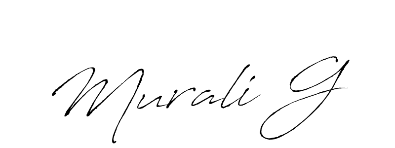 The best way (Antro_Vectra) to make a short signature is to pick only two or three words in your name. The name Murali G include a total of six letters. For converting this name. Murali G signature style 6 images and pictures png