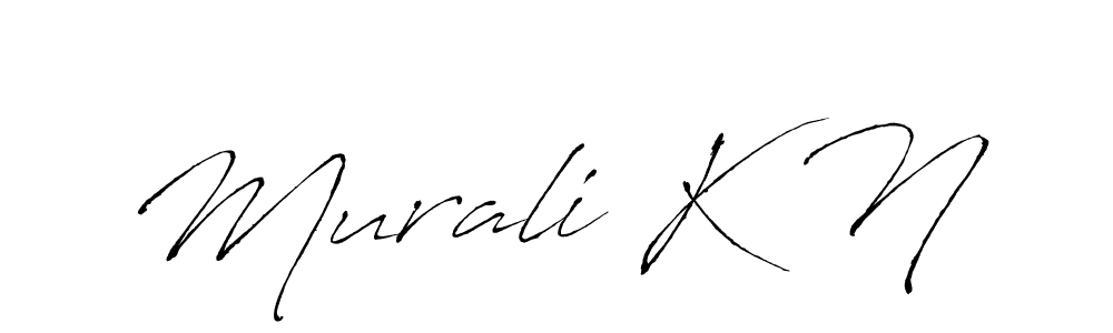 The best way (Antro_Vectra) to make a short signature is to pick only two or three words in your name. The name Murali K N include a total of six letters. For converting this name. Murali K N signature style 6 images and pictures png