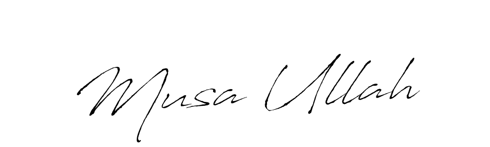 Create a beautiful signature design for name Musa Ullah. With this signature (Antro_Vectra) fonts, you can make a handwritten signature for free. Musa Ullah signature style 6 images and pictures png