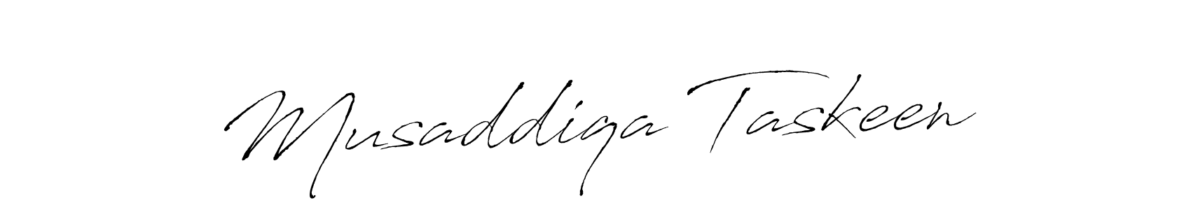 Make a beautiful signature design for name Musaddiqa Taskeen. With this signature (Antro_Vectra) style, you can create a handwritten signature for free. Musaddiqa Taskeen signature style 6 images and pictures png