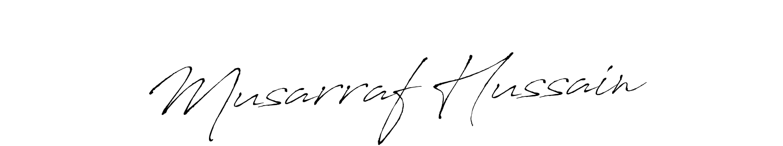 Create a beautiful signature design for name Musarraf Hussain. With this signature (Antro_Vectra) fonts, you can make a handwritten signature for free. Musarraf Hussain signature style 6 images and pictures png