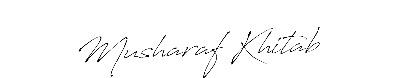 How to make Musharaf Khitab name signature. Use Antro_Vectra style for creating short signs online. This is the latest handwritten sign. Musharaf Khitab signature style 6 images and pictures png