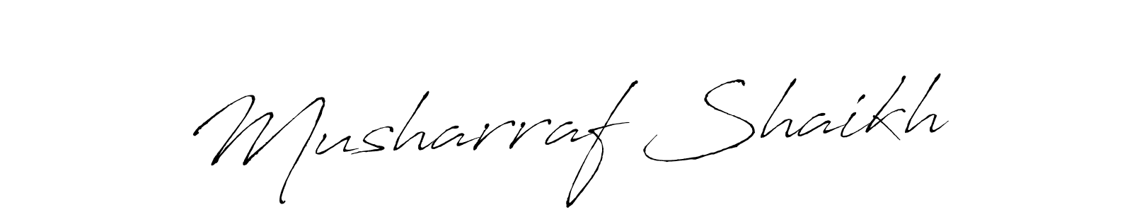 Design your own signature with our free online signature maker. With this signature software, you can create a handwritten (Antro_Vectra) signature for name Musharraf Shaikh. Musharraf Shaikh signature style 6 images and pictures png