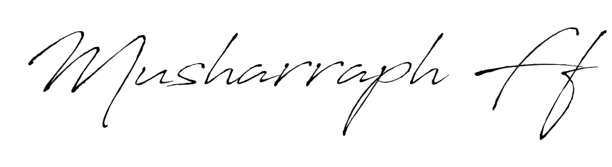 A stylish, flowing autograph style designed for name Musharraph Ff using Antro_Vectra typography. Perfect for digital creative projects. Musharraph Ff signature style 6 images and pictures png