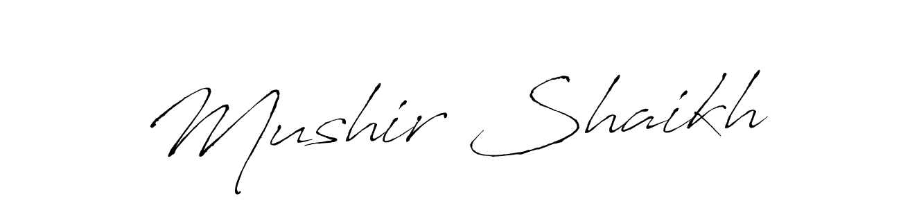Create a beautiful signature design for name Mushir Shaikh. With this signature (Antro_Vectra) fonts, you can make a handwritten signature for free. Mushir Shaikh signature style 6 images and pictures png