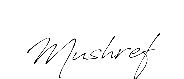 Mushref stylish signature style. Best Handwritten Sign (Antro_Vectra) for my name. Handwritten Signature Collection Ideas for my name Mushref. Mushref signature style 6 images and pictures png