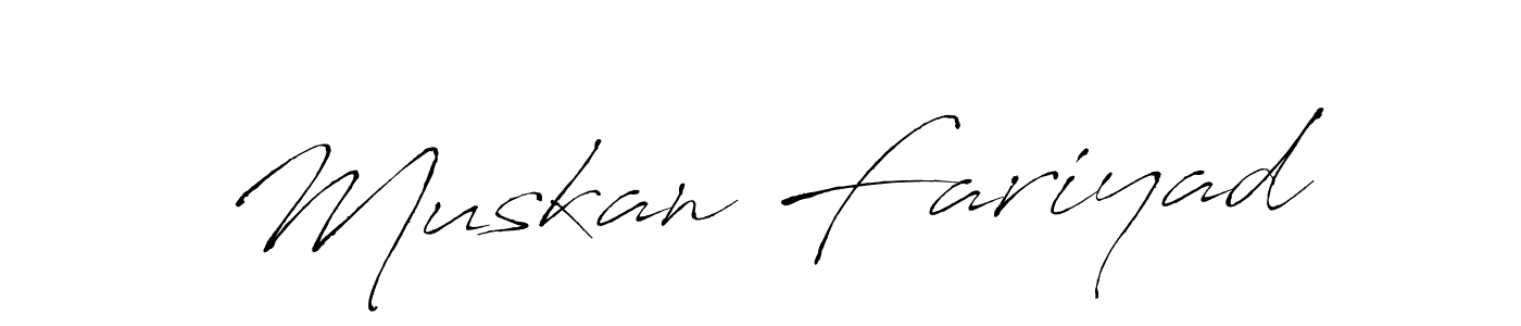 The best way (Antro_Vectra) to make a short signature is to pick only two or three words in your name. The name Muskan Fariyad include a total of six letters. For converting this name. Muskan Fariyad signature style 6 images and pictures png