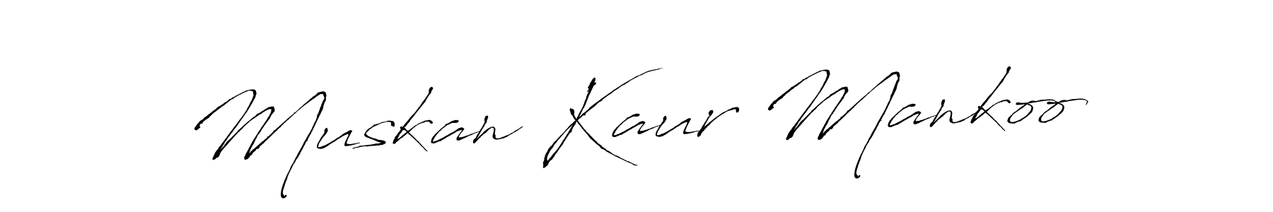 Create a beautiful signature design for name Muskan Kaur Mankoo. With this signature (Antro_Vectra) fonts, you can make a handwritten signature for free. Muskan Kaur Mankoo signature style 6 images and pictures png