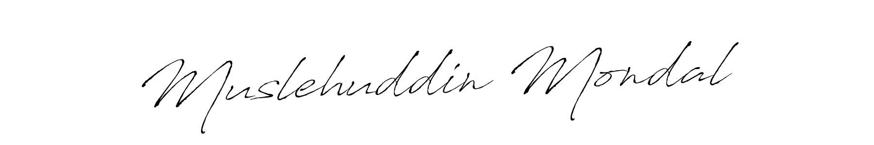Make a beautiful signature design for name Muslehuddin Mondal. With this signature (Antro_Vectra) style, you can create a handwritten signature for free. Muslehuddin Mondal signature style 6 images and pictures png