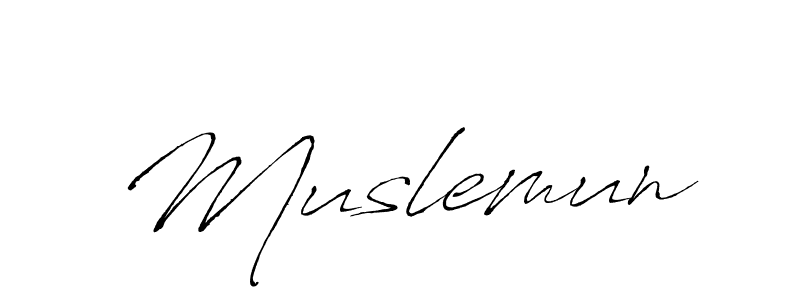 Design your own signature with our free online signature maker. With this signature software, you can create a handwritten (Antro_Vectra) signature for name Muslemun. Muslemun signature style 6 images and pictures png