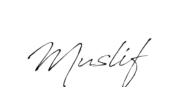 How to make Muslif name signature. Use Antro_Vectra style for creating short signs online. This is the latest handwritten sign. Muslif signature style 6 images and pictures png