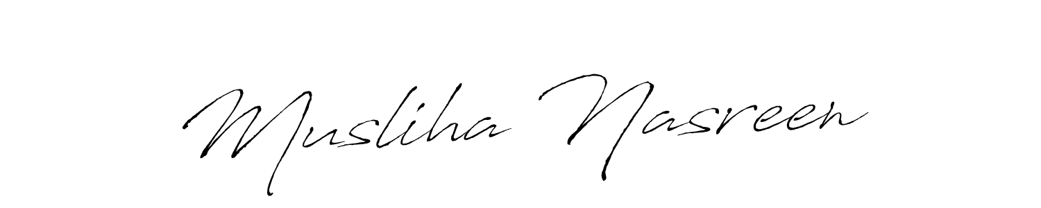 Musliha Nasreen stylish signature style. Best Handwritten Sign (Antro_Vectra) for my name. Handwritten Signature Collection Ideas for my name Musliha Nasreen. Musliha Nasreen signature style 6 images and pictures png