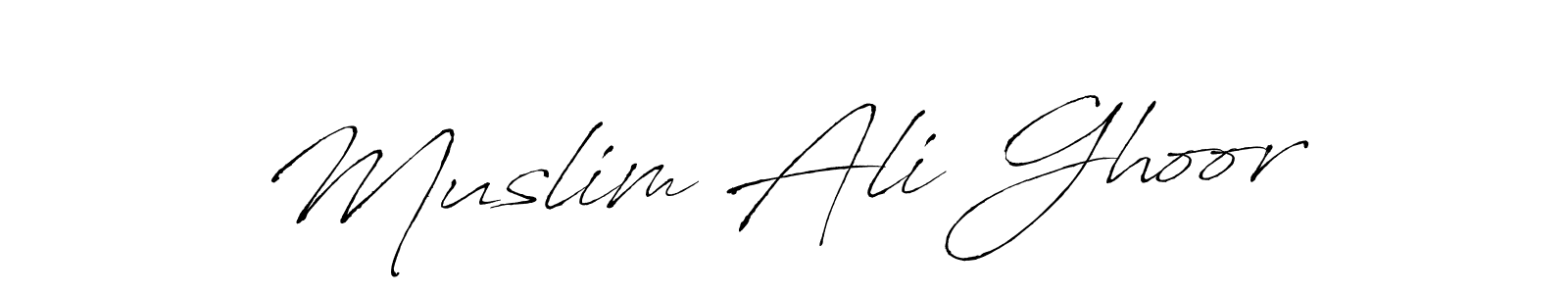 Create a beautiful signature design for name Muslim Ali Ghoor. With this signature (Antro_Vectra) fonts, you can make a handwritten signature for free. Muslim Ali Ghoor signature style 6 images and pictures png