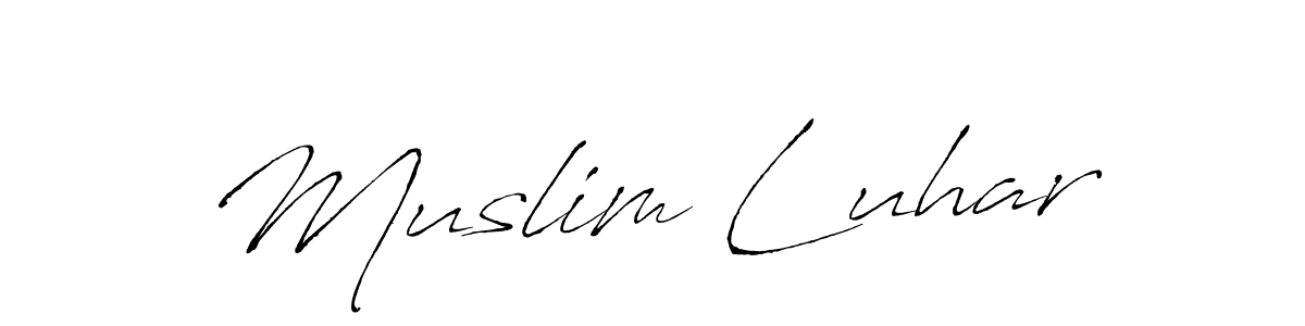 How to make Muslim Luhar signature? Antro_Vectra is a professional autograph style. Create handwritten signature for Muslim Luhar name. Muslim Luhar signature style 6 images and pictures png
