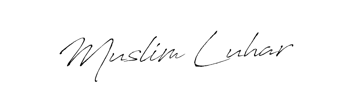 How to make Muslim Luhar signature? Antro_Vectra is a professional autograph style. Create handwritten signature for Muslim Luhar name. Muslim Luhar signature style 6 images and pictures png