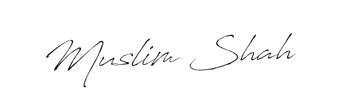 Create a beautiful signature design for name Muslim Shah. With this signature (Antro_Vectra) fonts, you can make a handwritten signature for free. Muslim Shah signature style 6 images and pictures png