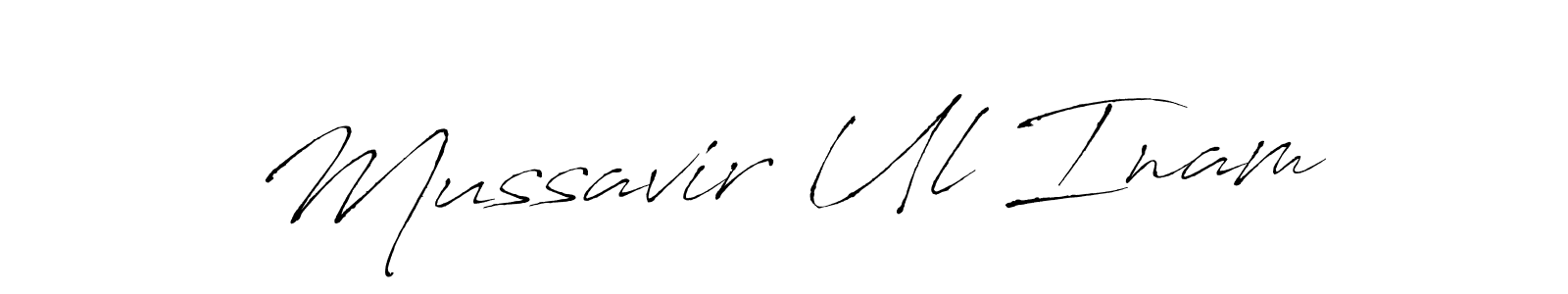 Make a beautiful signature design for name Mussavir Ul Inam. With this signature (Antro_Vectra) style, you can create a handwritten signature for free. Mussavir Ul Inam signature style 6 images and pictures png