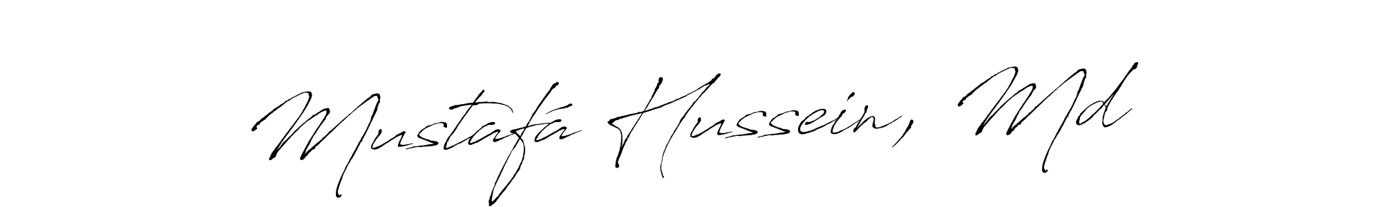 How to make Mustafá Hussein, Md name signature. Use Antro_Vectra style for creating short signs online. This is the latest handwritten sign. Mustafá Hussein, Md signature style 6 images and pictures png