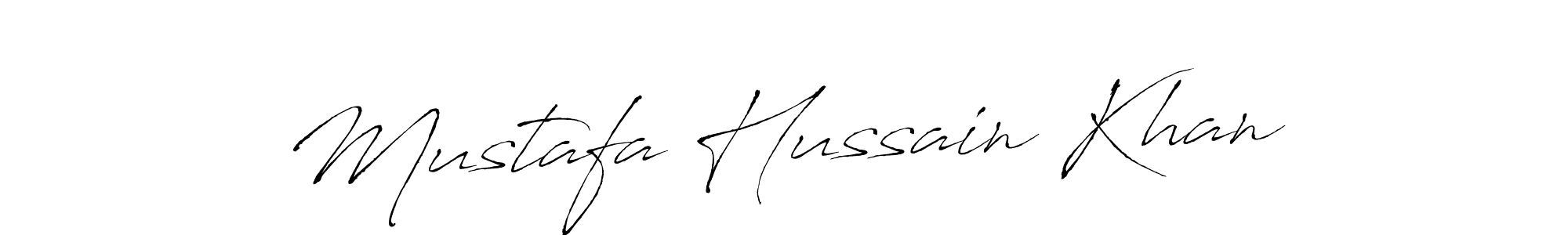 How to make Mustafa Hussain Khan name signature. Use Antro_Vectra style for creating short signs online. This is the latest handwritten sign. Mustafa Hussain Khan signature style 6 images and pictures png