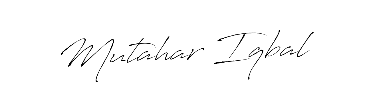 How to make Mutahar Iqbal name signature. Use Antro_Vectra style for creating short signs online. This is the latest handwritten sign. Mutahar Iqbal signature style 6 images and pictures png