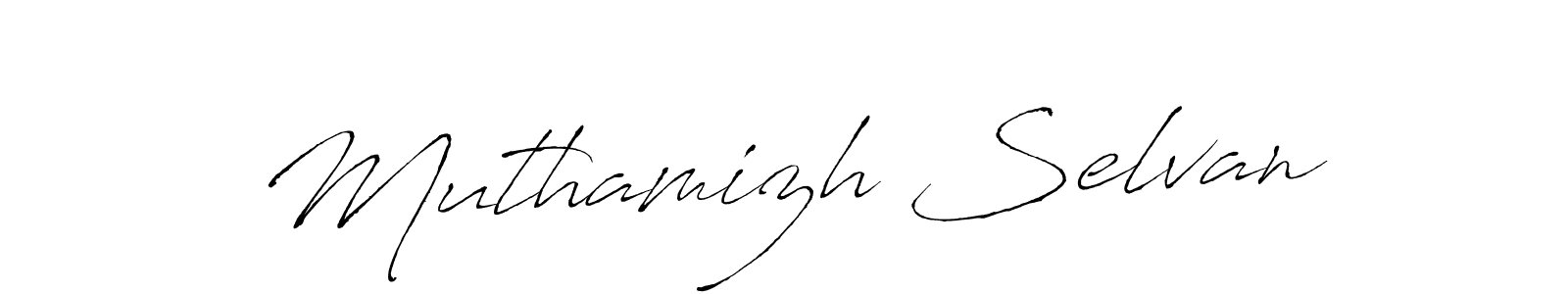 You should practise on your own different ways (Antro_Vectra) to write your name (Muthamizh Selvan) in signature. don't let someone else do it for you. Muthamizh Selvan signature style 6 images and pictures png
