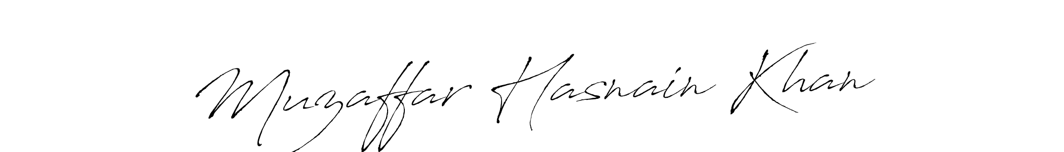 Make a beautiful signature design for name Muzaffar Hasnain Khan. With this signature (Antro_Vectra) style, you can create a handwritten signature for free. Muzaffar Hasnain Khan signature style 6 images and pictures png