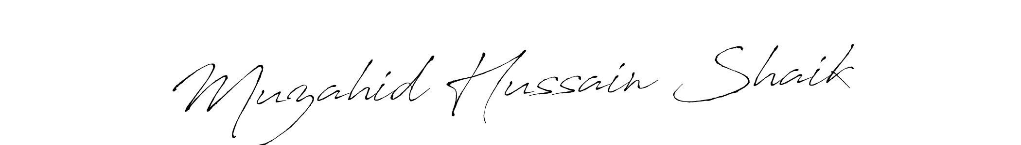 How to make Muzahid Hussain Shaik name signature. Use Antro_Vectra style for creating short signs online. This is the latest handwritten sign. Muzahid Hussain Shaik signature style 6 images and pictures png