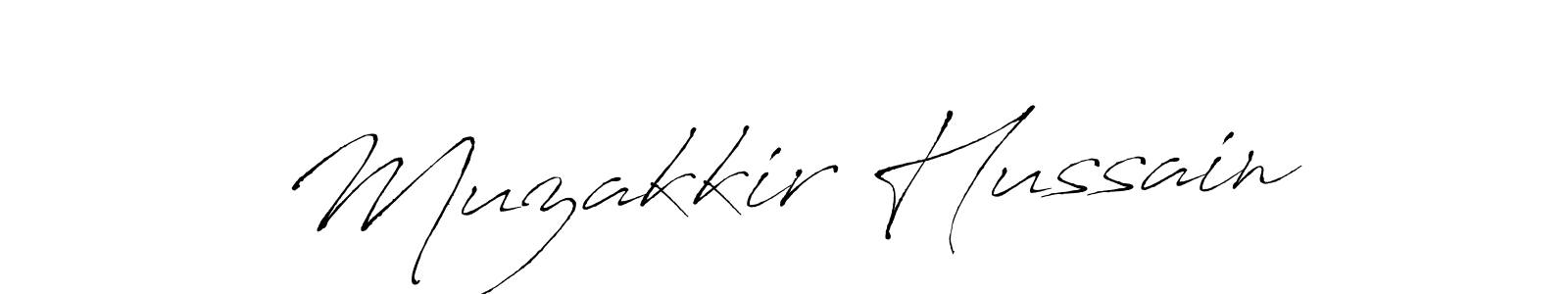 Create a beautiful signature design for name Muzakkir Hussain. With this signature (Antro_Vectra) fonts, you can make a handwritten signature for free. Muzakkir Hussain signature style 6 images and pictures png