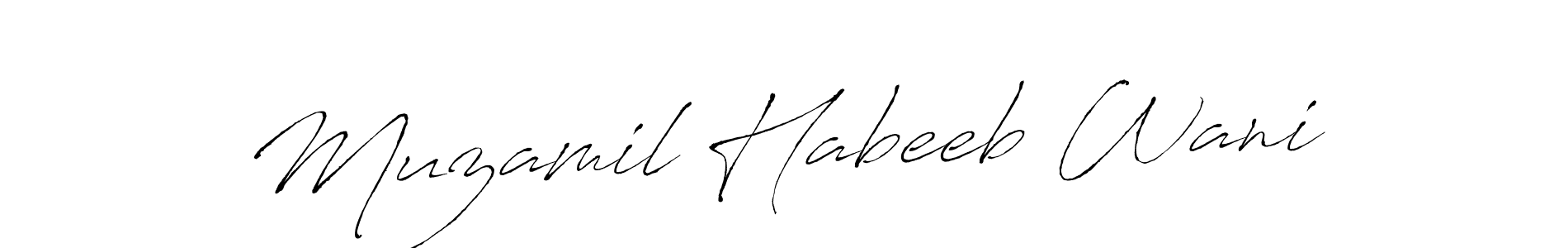 Create a beautiful signature design for name Muzamil Habeeb Wani. With this signature (Antro_Vectra) fonts, you can make a handwritten signature for free. Muzamil Habeeb Wani signature style 6 images and pictures png