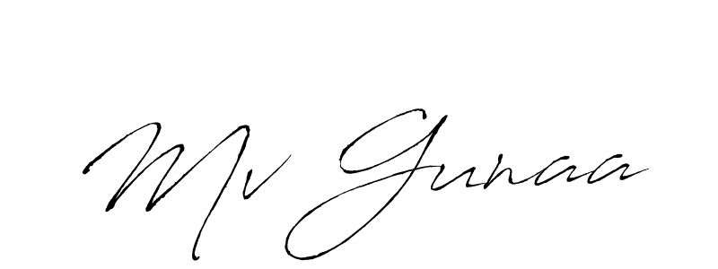 Create a beautiful signature design for name Mv Gunaa. With this signature (Antro_Vectra) fonts, you can make a handwritten signature for free. Mv Gunaa signature style 6 images and pictures png