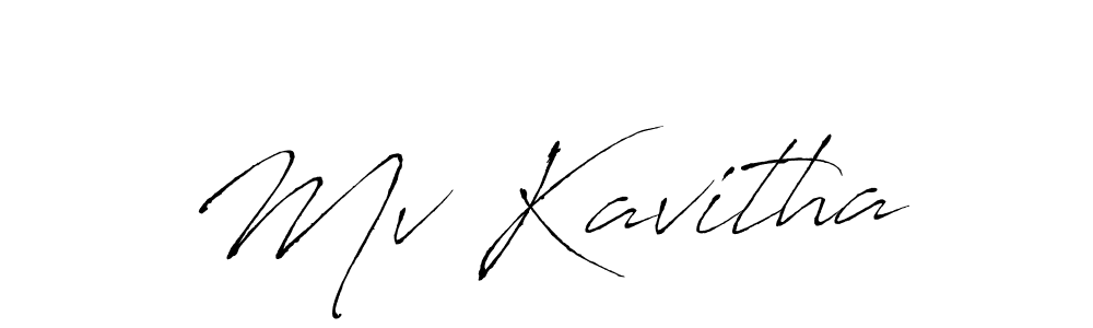 The best way (Antro_Vectra) to make a short signature is to pick only two or three words in your name. The name Mv Kavitha include a total of six letters. For converting this name. Mv Kavitha signature style 6 images and pictures png