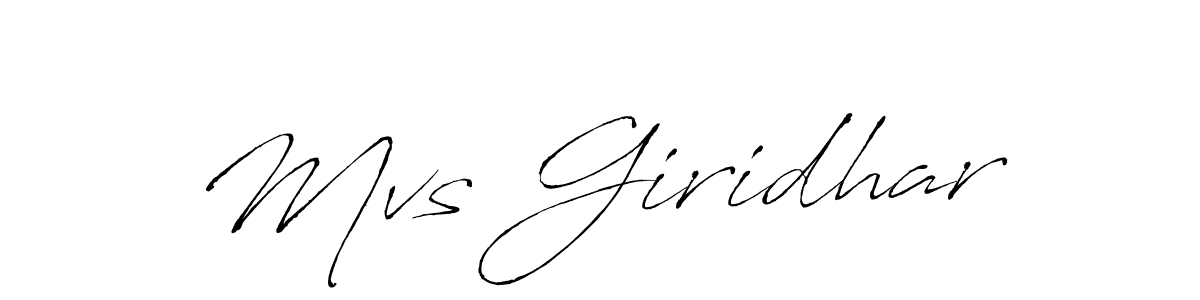 Create a beautiful signature design for name Mvs Giridhar. With this signature (Antro_Vectra) fonts, you can make a handwritten signature for free. Mvs Giridhar signature style 6 images and pictures png