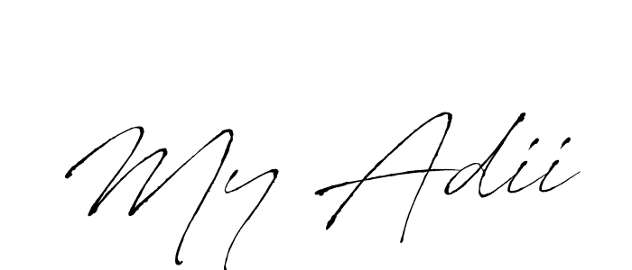 if you are searching for the best signature style for your name My Adii. so please give up your signature search. here we have designed multiple signature styles  using Antro_Vectra. My Adii signature style 6 images and pictures png