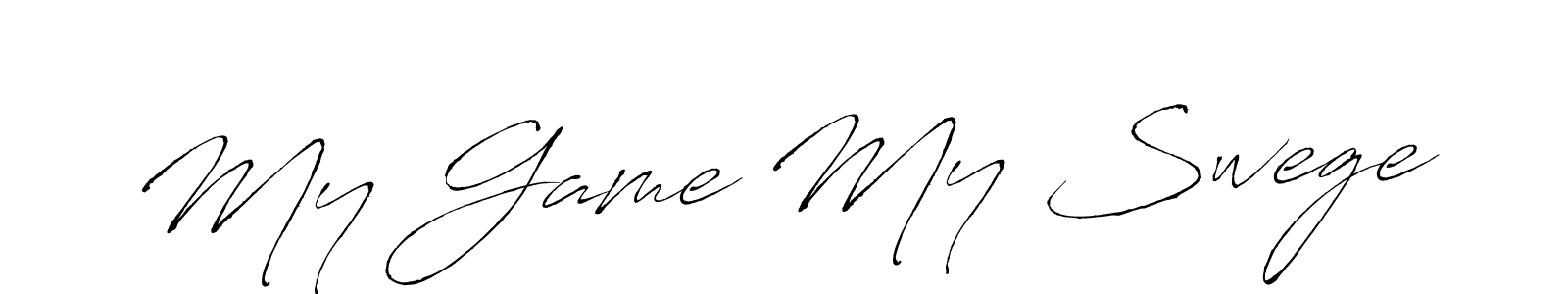 Create a beautiful signature design for name My Game My Swege. With this signature (Antro_Vectra) fonts, you can make a handwritten signature for free. My Game My Swege signature style 6 images and pictures png