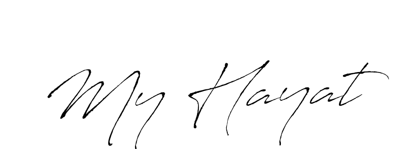Also You can easily find your signature by using the search form. We will create My Hayat name handwritten signature images for you free of cost using Antro_Vectra sign style. My Hayat signature style 6 images and pictures png