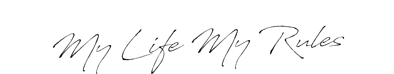 Use a signature maker to create a handwritten signature online. With this signature software, you can design (Antro_Vectra) your own signature for name My Life My Rules. My Life My Rules signature style 6 images and pictures png