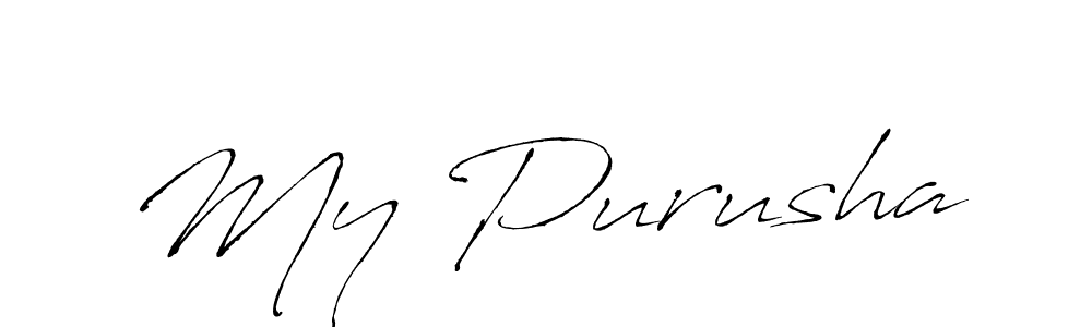 Make a beautiful signature design for name My Purusha. With this signature (Antro_Vectra) style, you can create a handwritten signature for free. My Purusha signature style 6 images and pictures png
