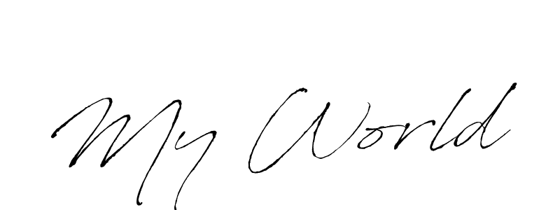 Design your own signature with our free online signature maker. With this signature software, you can create a handwritten (Antro_Vectra) signature for name My World. My World signature style 6 images and pictures png